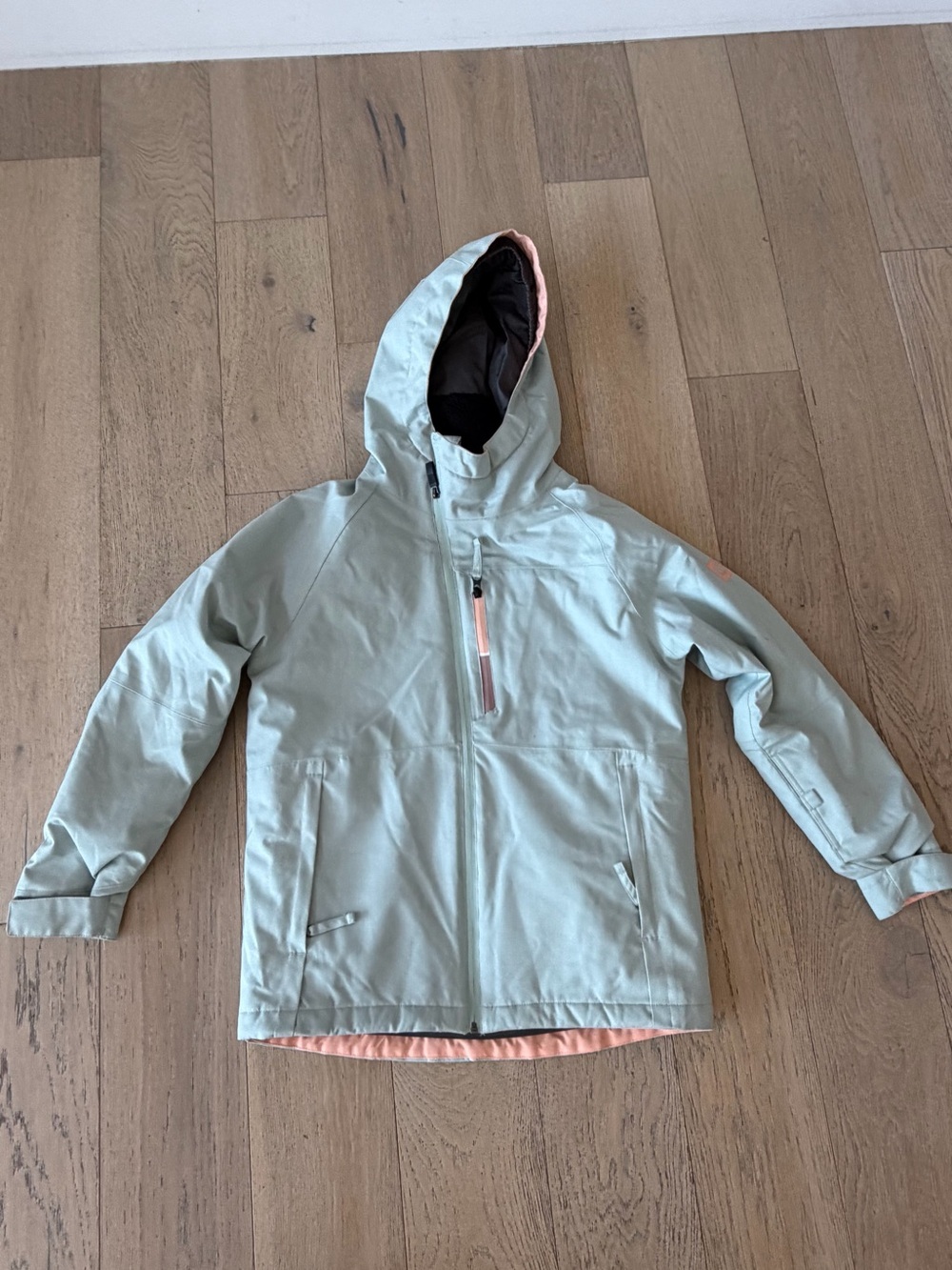 686 Girls Hydra Insulated Ski Snowboard Jacket Size L Large Green Peach 10K DWR